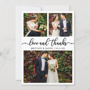 Carte De Remerciements Calligraphie moderne Mariage 3 Photo Collage