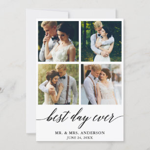 Carte De Remerciements Calligraphie moderne Mariage 4 Photo Meilleur Jour