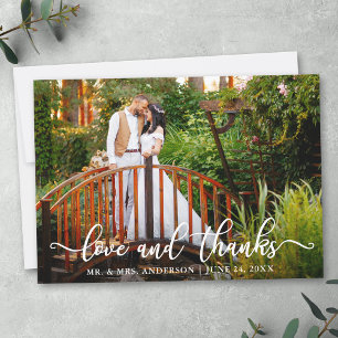 Carte De Remerciements Calligraphie moderne Mariage Love and Thanks Photo