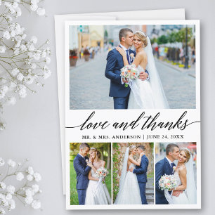 Carte De Remerciements Calligraphie moderne Mariage Love Thanks 4 Photo