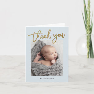 Carte De Remerciements Calligraphie moderne Photo Baby Boy