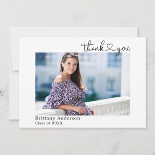 Carte De Remerciements Calligraphie moderne Photo de graduation cardiaque