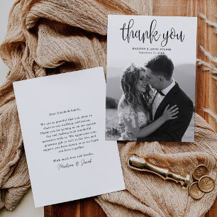 Carte De Remerciements Calligraphie moderne Script Mariage photo