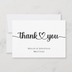 Carte De Remerciements Calligraphie moderne simple avec coeur