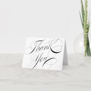 Carte De Remerciements Calligraphie noir et blanc élégante