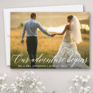 Carte De Remerciements Calligraphie Notre aventure commence Mariage