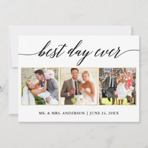 Carte De Remerciements Calligraphie Or Mariage 3 Photo Meilleur Jour Jama