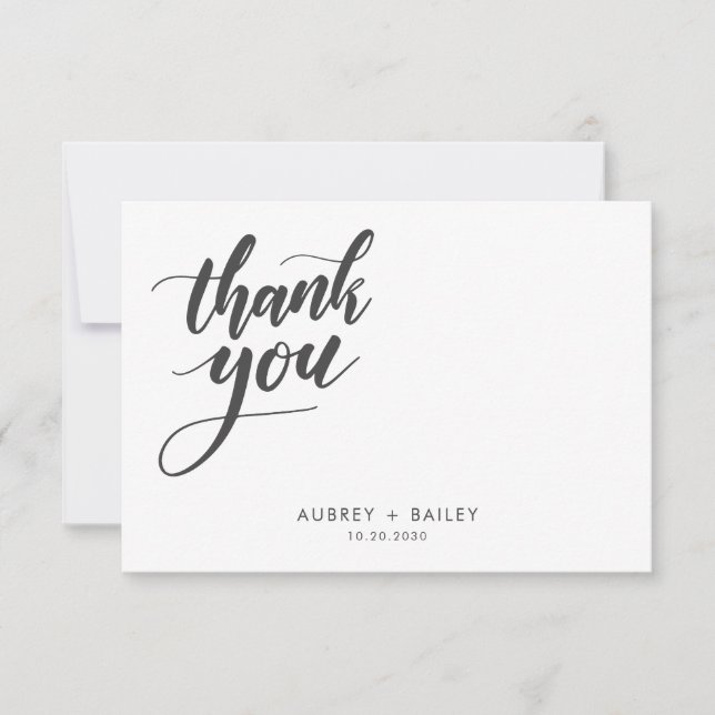 Carte De Remerciements Calligraphie Personnalisée Remerciements de Mariag (Devant)