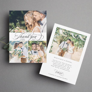 Carte De Remerciements Calligraphie romantique Mariage 4 Photo