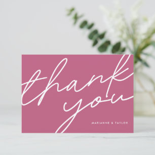Carte De Remerciements Calligraphie rose moderne Mariage photo