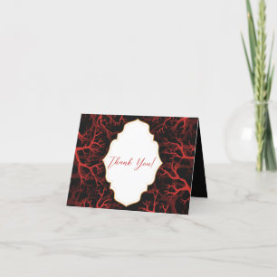 Carte De Remerciements Calligraphie rouge et noire Mariage gothique