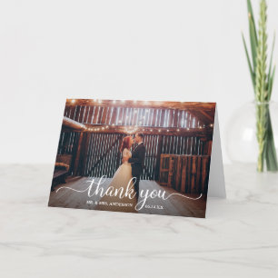 Carte De Remerciements Calligraphie russe moderne Mariage photo plié