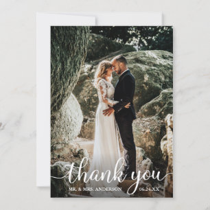 Carte De Remerciements Calligraphie rustique moderne Script Mariage photo