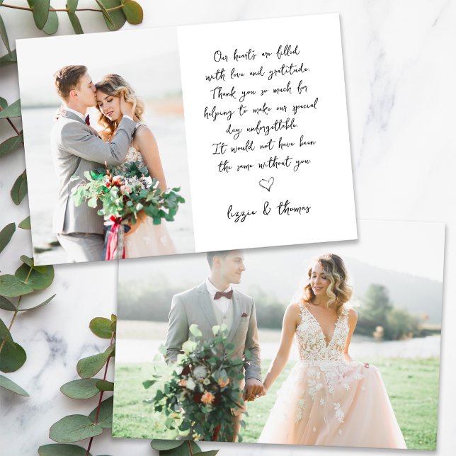 Carte De Remerciements Calligraphie Script 2 Mariage photo (Créateur téléchargé)