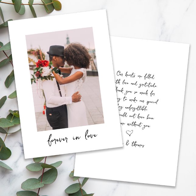 Carte De Remerciements Calligraphie Script Forever in Love Mariage (Créateur téléchargé)