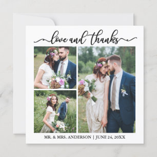Carte De Remerciements Calligraphie Script Mariage Collage 3 Carré photo