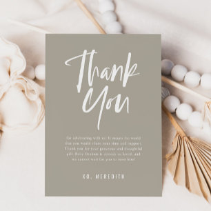 Carte De Remerciements Calligraphie simple Baby shower neutre entre les s