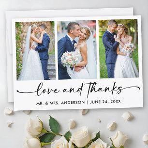 Carte De Remerciements Calligraphie Stylo encre Script 3 Photo Love Maria