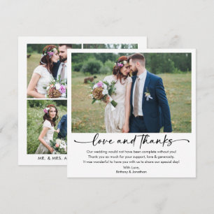 Carte De Remerciements Calligraphie Stylo encre Script 5 Mariage photo Ca