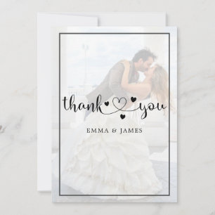 Carte De Remerciements Calligraphie Whimsical moderne superposer Mariage 