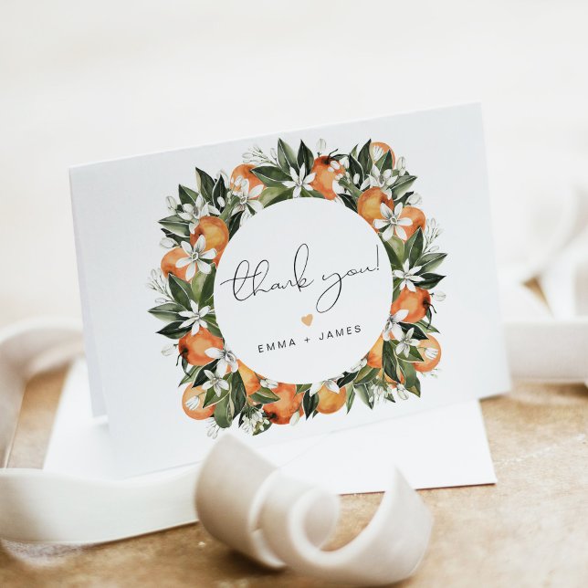 Carte De Remerciements CALLIOPE Aquarelle Orange Blossom Citrus Cutie (Créateur téléchargé)