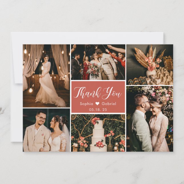 Carte De Remerciements Callygraphie moderne 6 Mariage de collection photo (Devant)