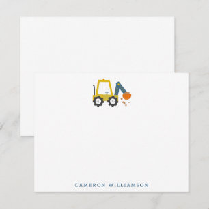 Carte De Remerciements Camion à Digger Jaune Art papeterie personnalisée