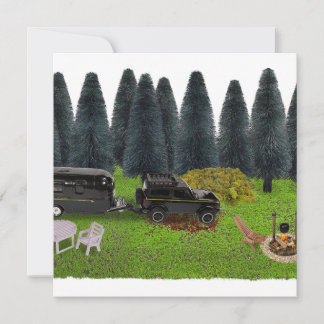 Carte De Remerciements Camion avec Camper dans le Bois Cleared Camping Sp