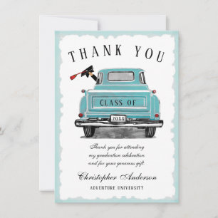 Carte De Remerciements Camion bleu aqua vintage pour la remise des diplôm