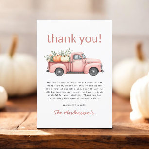 Carte De Remerciements Camion Citrouille rose Floral Baby Girl Douche