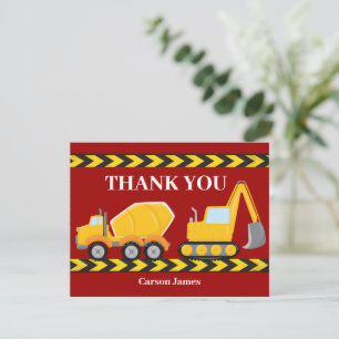 Carte De Remerciements Camion de construction rouge personnalisé pour l'a