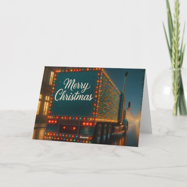 Carte De Remerciements Camion de Noël avec lumières (Dos)
