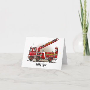 Carte De Remerciements Camion d'incendie à crochet et échelle