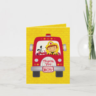 Carte De Remerciements Camion d'incendie Enfant d'anniversaire