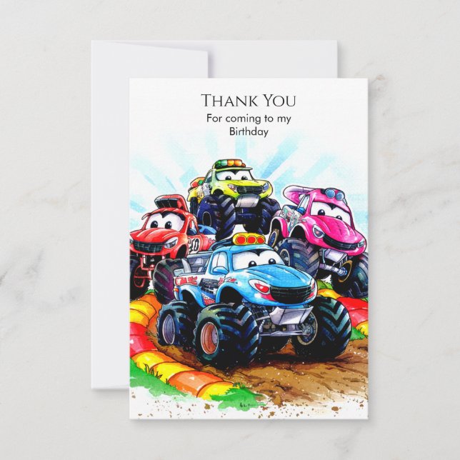 Carte De Remerciements Camion Monster pour enfants (Devant)