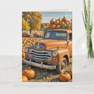 Carte De Remerciements Camion Retro avec Citrouilles pour Thanksgiving Me