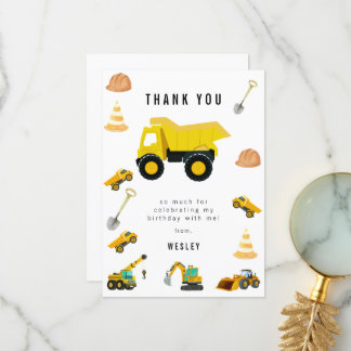 Carte De Remerciements Camions de Chantier Anniversaire