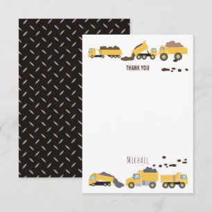 Carte De Remerciements Camions de construction Camions de construction Jo