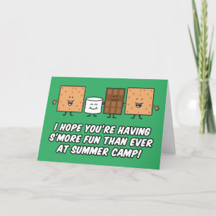 Carte De Remerciements Camp d'été Smores Pun Cartoon noir à l'intérieur