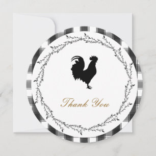 Carte De Remerciements Campagne Agriturismo Wreath Russe Plaid Check Roun