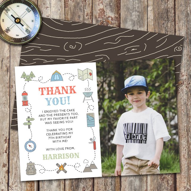 Carte De Remerciements Camping à tout âge Anniversaire Photo de fête (Créateur téléchargé)