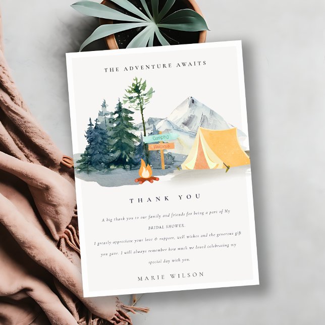 Carte De Remerciements Camping dans les bois de pin rustiques Mariage en  (Créateur téléchargé)