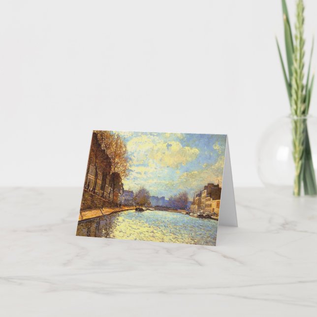 Carte De Remerciements Canal St Martin par Sisley Impressionniste Peintur (Devant)
