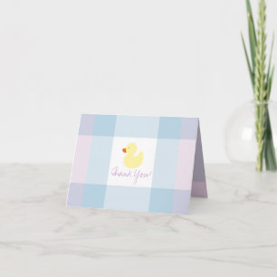 Carte De Remerciements Canard en caoutchouc Plaid-Jaune en pastel
