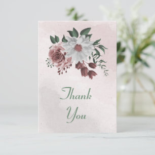 Carte De Remerciements cannelle rose rose blanc floral