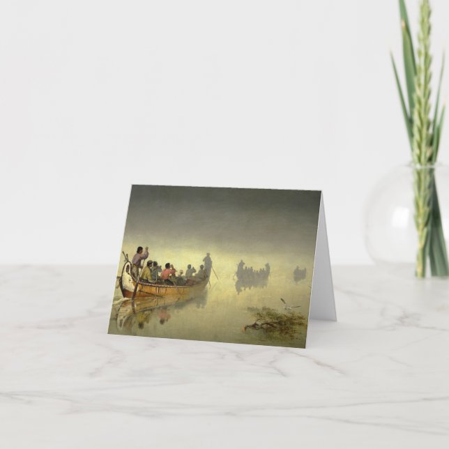 Carte De Remerciements Canoës dans le brouillard, lac Supérieur, 1869 par (Devant)