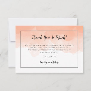 Carte De Remerciements Cantaloupe Orange Aquarelle Noir Photo Mariage