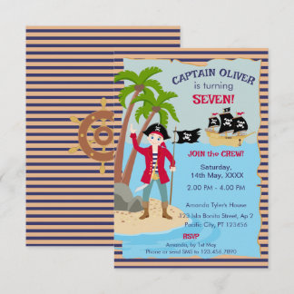Carte De Remerciements Capitaine de la fête d'anniversaire du bateau pira