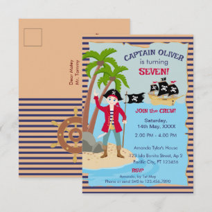 Carte De Remerciements Capitaine de la fête d'anniversaire du bateau pira