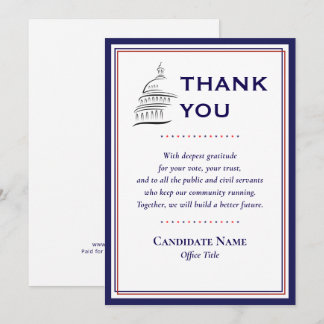Carte De Remerciements Capitol des États-Unis d'Amérique Message de remer